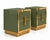 Gold Olive Green Glass Nightstand with Recessed Brass Plinths, Italy, Set of 2 For Sale - Image 8 of 11