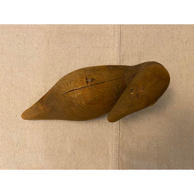 Folk Art Vintage Antique Hand Carved Wood Duck Decoy Signed John Violette #2 For Sale - Image 3 of 5