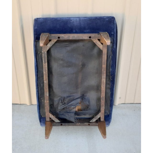 Wood Vintage Mid Century Blue Tufted Ottoman for Castro Convertibles Arden Chair For Sale - Image 7 of 7