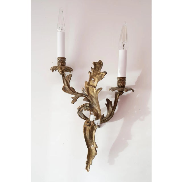 Large Louis XV Style Rockery Bronze Wall Light, 1920s For Sale - Image 4 of 5