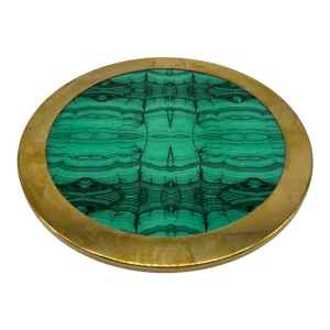 Mid Century Carole Stupell Design Faux Malachite and Brass