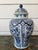 English Vintage Large Delft Ginger Jar Vase Blue & White Floral Royal Sphinx Lidded Urn For Sale - Image 3 of 18