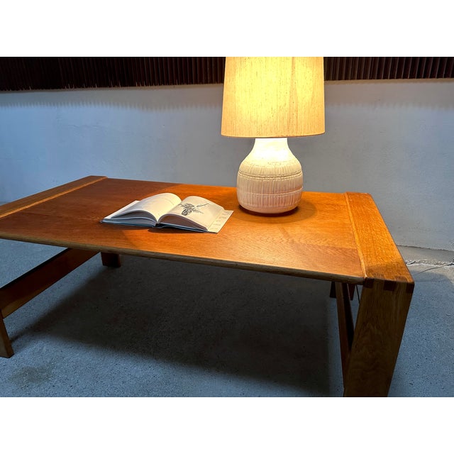 Light Yellow Large Brutalist Oak Coffee Table, Germany, 1970s For Sale - Image 8 of 16