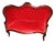 Antique Victorian Carved Walnut Red Velvet Tufted Love Seat For Sale