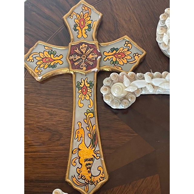 1960s Sailors Valentines Sea Shell Anchor and Spanish Cross For Sale - Image 5 of 5