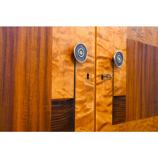 Swedish Grace Flamed Birch and Macassar Cabinet by Svenska Möbelfabrikerna, SMF, Late 1920s For Sale - Image 3 of 9