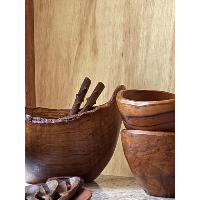 Hand-Carved Olive Wood Serveware, 1980s, Set of 16 For Sale - Image 4 of 18