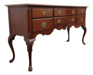 Late 20th Century Hickory Queen Anne Mahogany Long Sideboard Buffet Credenza Bathroom Vanity