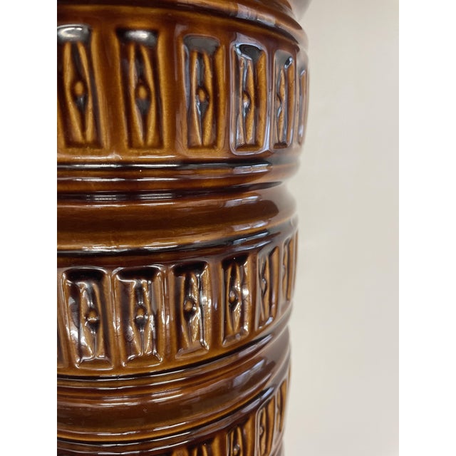 Brown Large Sculptural Brown Glazed Ceramic Vase from Scheurich, West Germany, 1960s For Sale - Image 8 of 12