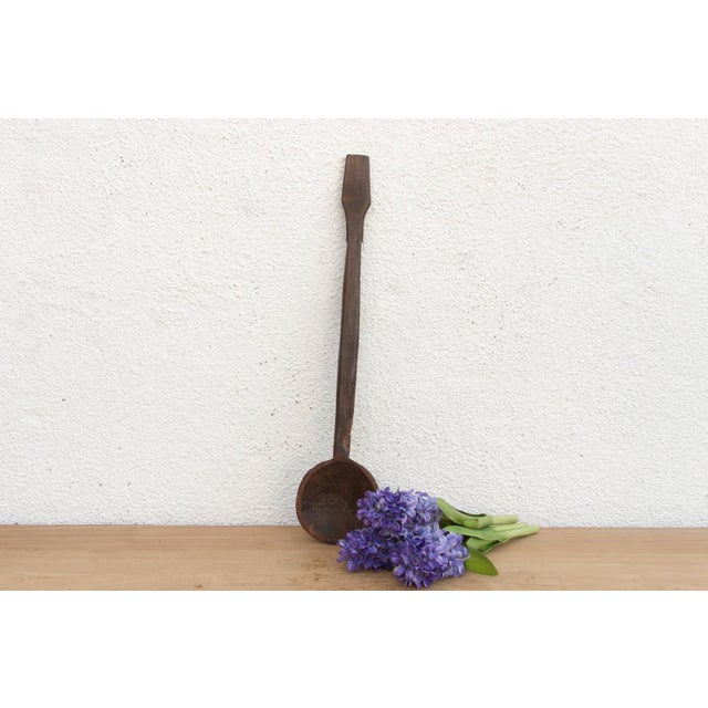 Brown Rustic Abstract Shape Wood Ladle For Sale - Image 8 of 8