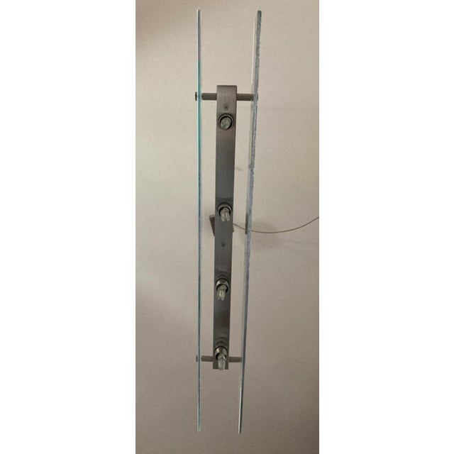 Italian Suspension Lamp With 4 Lights and Chromed Metal Structure. Matte and Murano Glass, 1990 For Sale - Image 9 of 11