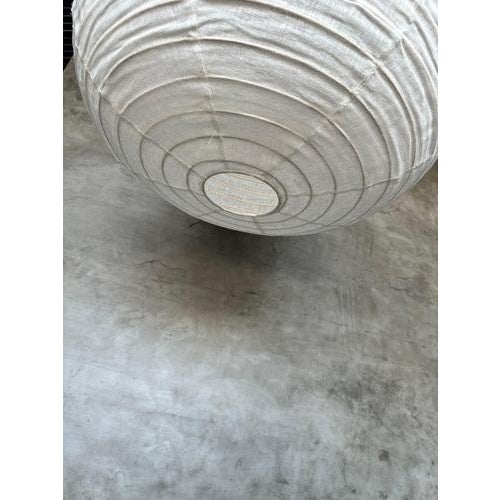 Large Pendant Lamp in Rattan and Natural Linen For Sale - Image 17 of 18