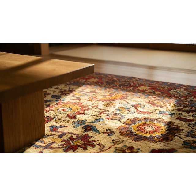 Phenomenal Minium Yellow Color With Intricate Patterns Antique Turkish Decorative Oushak Rug For Sale - Image 14 of 15