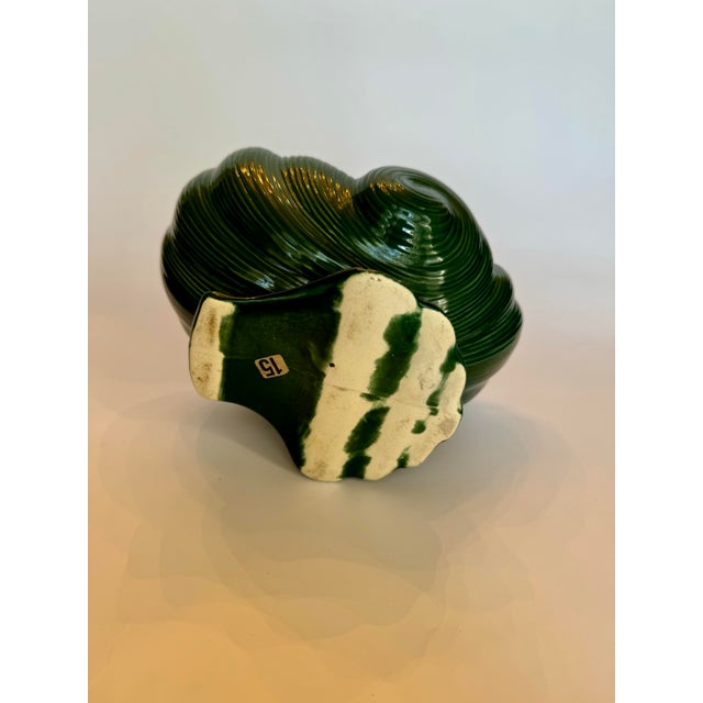 Forest Green Vintage Art Deco Style Wavy Decorative Ceramic Bowl, Forest Green For Sale - Image 8 of 8