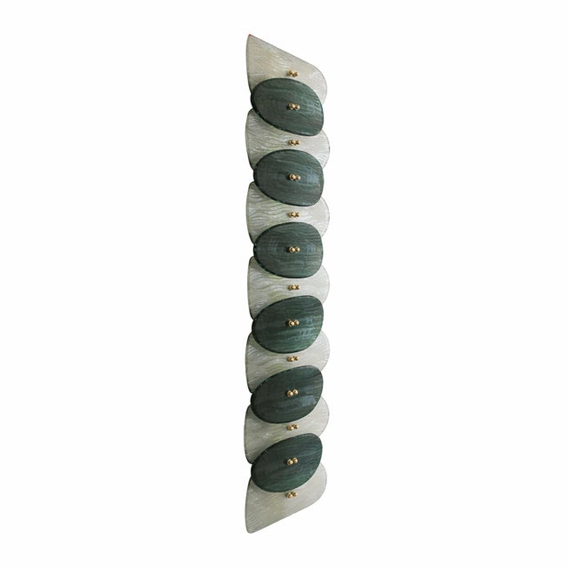 Italian Murano Glass and Brass Wall Sconces, 2010s, Set of 2 For Sale - Image 4 of 12