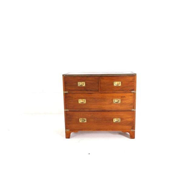 Campaign English Mahogany Campaign Chest With Brass Hardware For Sale - Image 3 of 14