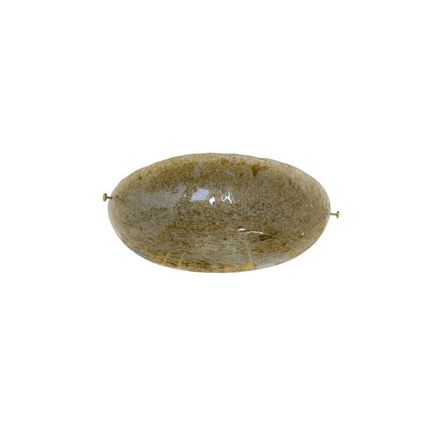 Large Murano glass Flush Mount Lamp in Amber-Smoke-Gold and clear color made by Hillebrand Lighting in the late 1960s. The...