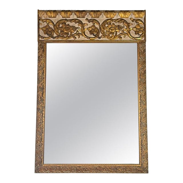Antique Wall Mirror, Gold Leaf and Wood, Late 19th Century Design For Sale