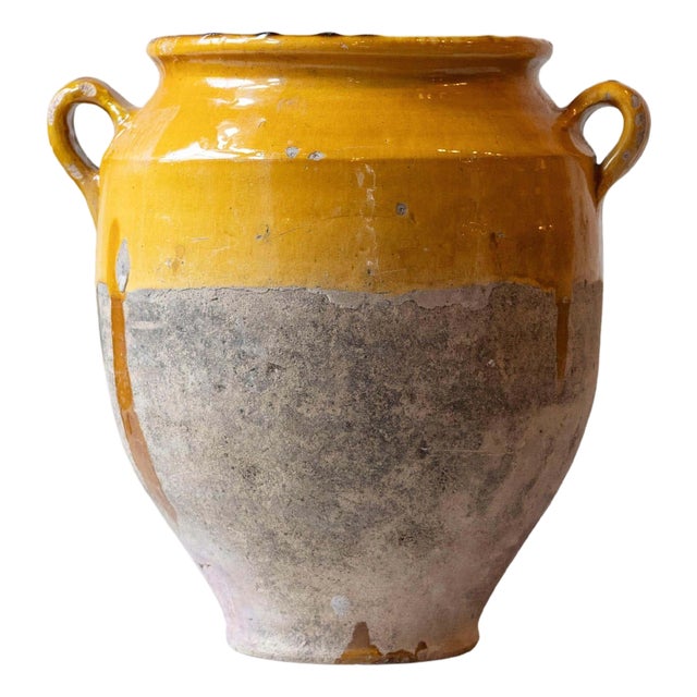 19th Century French Terracotta Jug with Ochre Glaze For Sale