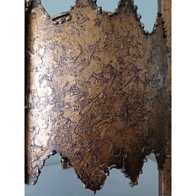 Paul Evans Vintage Brutalist Textured Metal Planter / Plant Stand For Sale - Image 4 of 13