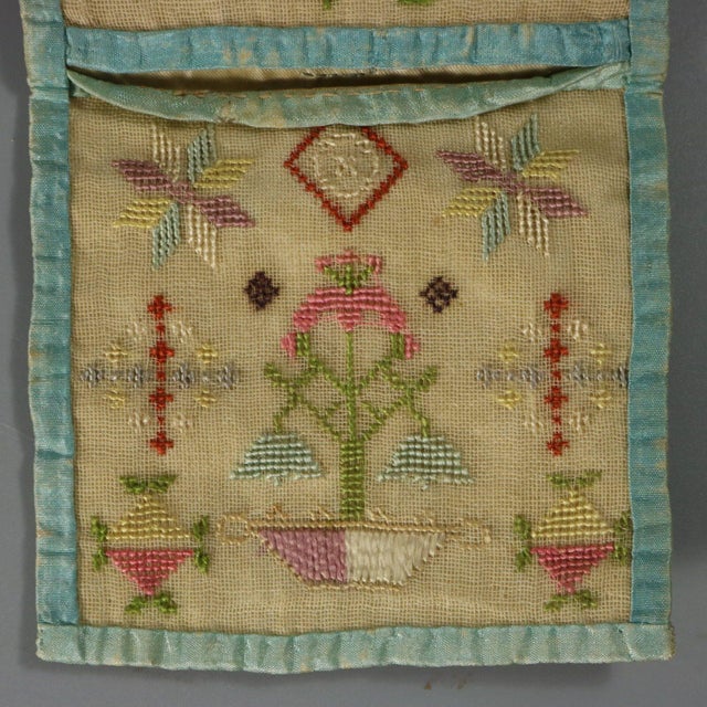 Green Antique Embroidered Hussif - Portable Sewing Kit Holder For Sale - Image 8 of 13