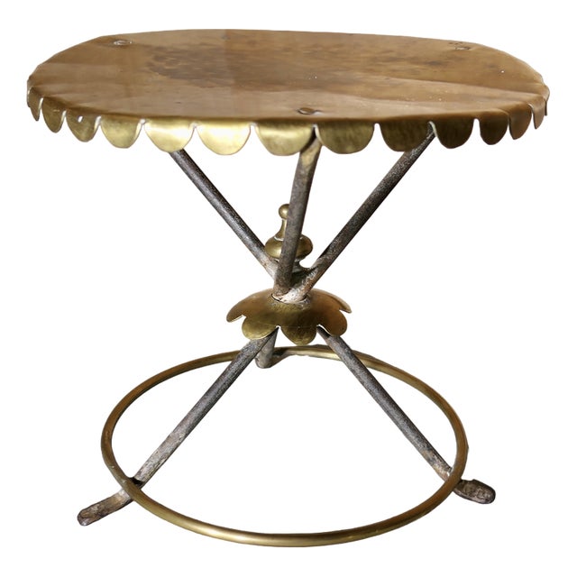 Brass and Iron Trivet Side Table For Sale