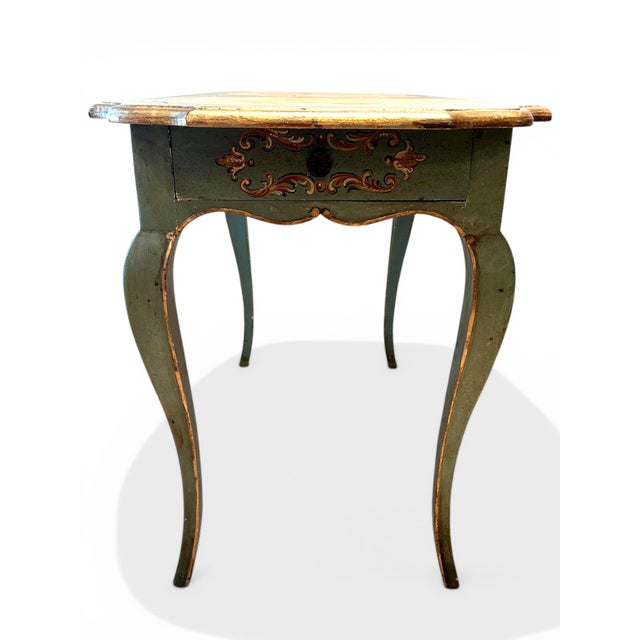 Vintage Bavarian Baroque Style Hand Painted Table Writing Desk For Sale - Image 16 of 18