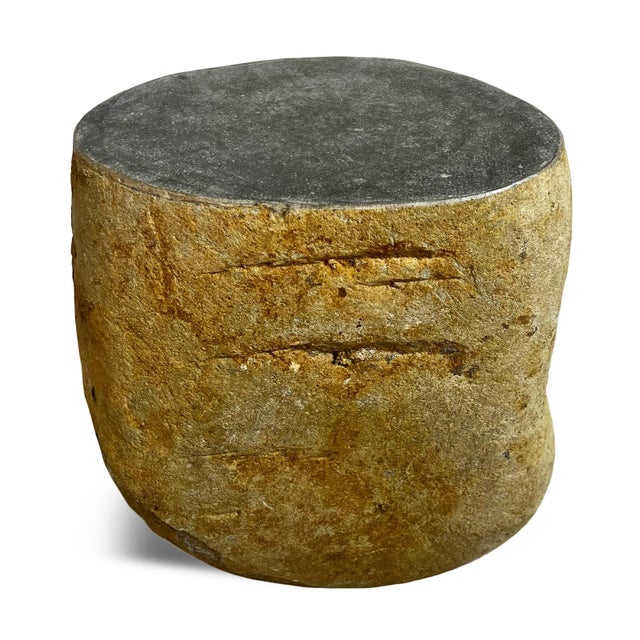 Early 21st Century Vintage Stone Boulder Outdoor Stool Side Table For Sale - Image 5 of 6
