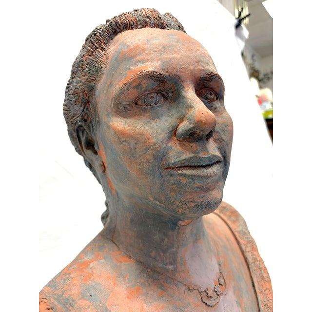 Vintage Signed Original Terra Cotta Bust Sculpture C1991 For Sale - Image 10 of 18