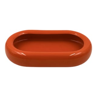 Space Age Orange Ceramic Tray / Vide Poche, Italy Circa 1970 For Sale