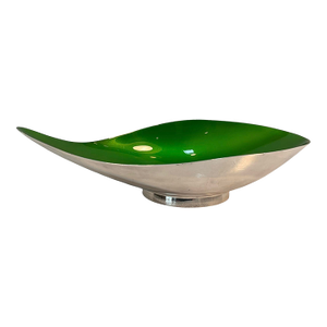 Reed & Barton Emerald Green Enamel Silverplate Pear Shaped Bowl Mid Century Modern