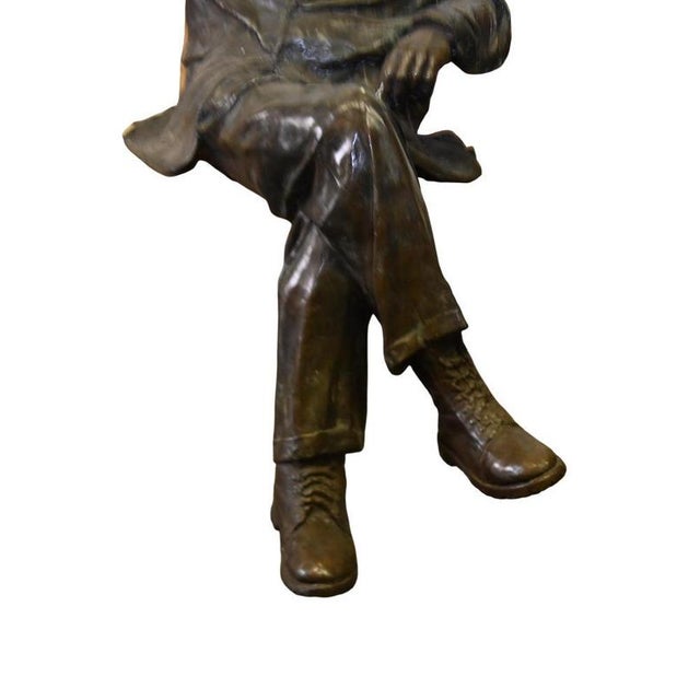 Bronze Albert Einstein Statue on Garden Bench For Sale - Image 4 of 10