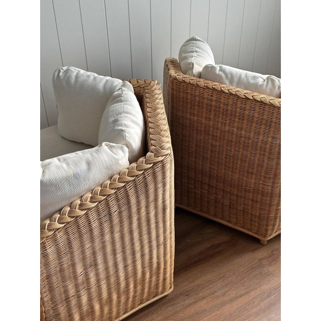 Brown Vintage Brown Jordan Braided Wicker Lounge Chairs, Pair For Sale - Image 8 of 18