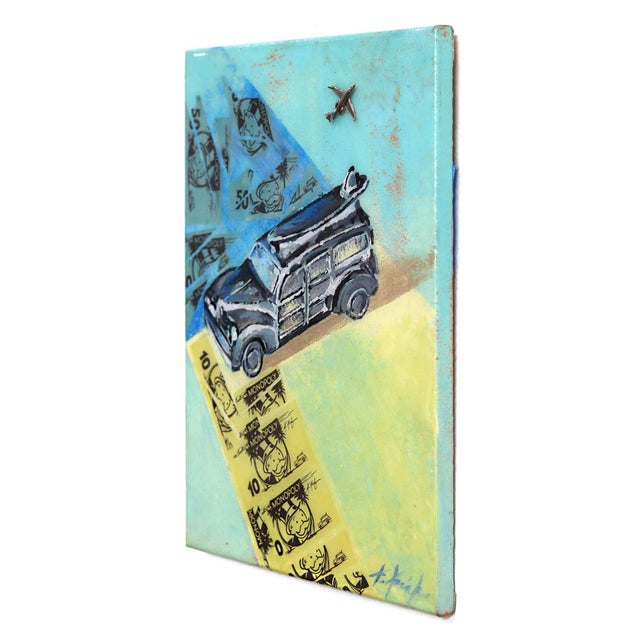 Contemporary California Dreaming on Route 66 - Original Pop Art Mixed Media Painting With Game Pieces For Sale - Image 3 of 9