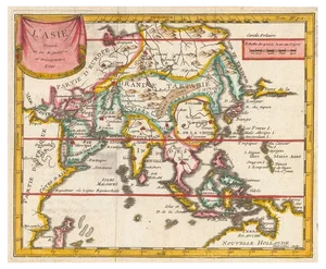 17th Century Miniature Map of Asia by N. De Fer, 1685
