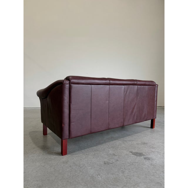 1990s Vintage Post Modern Danish Leather 3 Seat Sofa For Sale - Image 5 of 9