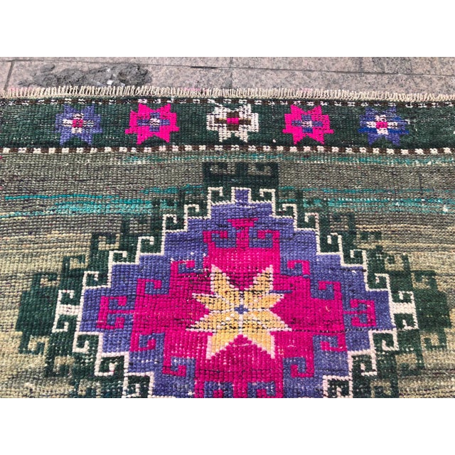 1960s Vintage Turkish Oushak Rug - 3′7″ × 5′11″ For Sale - Image 9 of 11