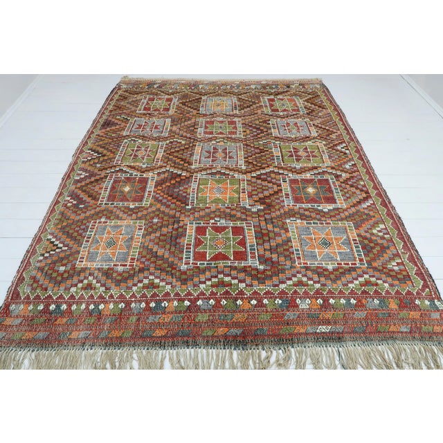 Turkish Vintage Turkish Kilim Rug- 6′8″ × 8′5″ For Sale - Image 3 of 13