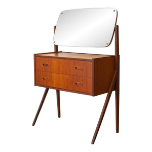 Danish Teak Vanity / Dressing Table With Adjustable Mirror