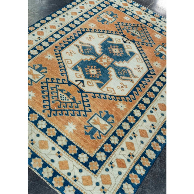 Brown Turkish Vintage Rug 4'5" x 5'9" #20782 For Sale - Image 8 of 8