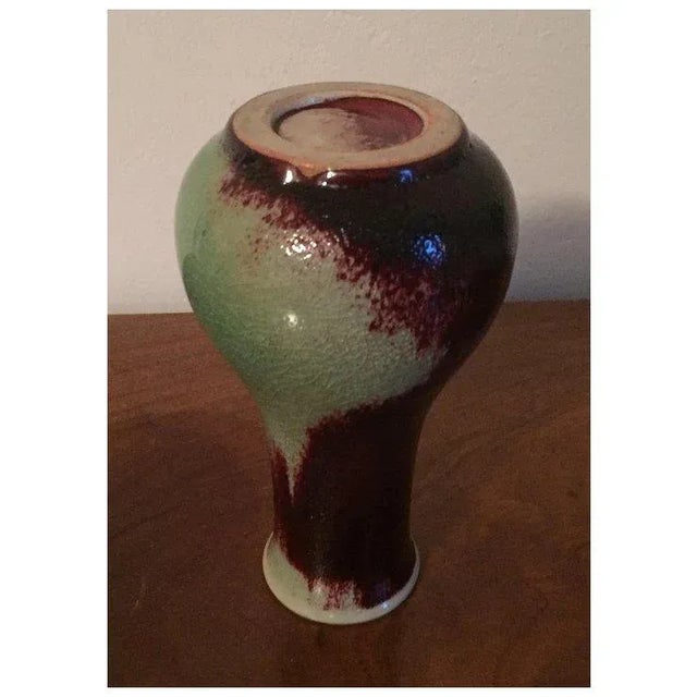 Chinese Porcelain Sang De Boeuf Oxblood & Celadon Flambe Glaze Bottle Shape Vase - Late Qing For Sale - Image 9 of 11