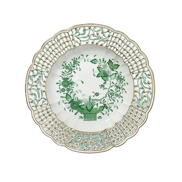 Green Wall Decoration Plates in Porcelain, Set of 2 For Sale - Image 4 of 10