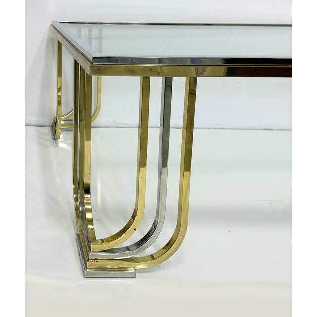 Bianci Firenze 1970s Italian Brass and Chrome Coffee Table With Glass Top For Sale In Miami - Image 6 of 6
