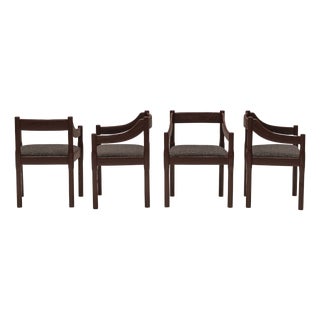 Burgundy Carimate Armchairs by Vico Magistretti, Italy, 1960s, Set of 4 For Sale