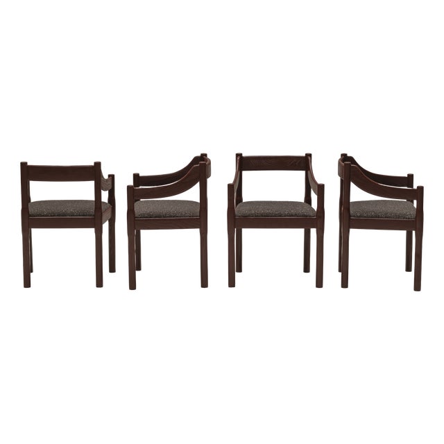 Burgundy Carimate Armchairs by Vico Magistretti, Italy, 1960s, Set of 4 For Sale