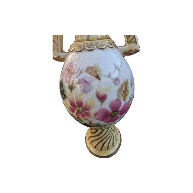 Ceramic Antique Collectible Zsolnay Pécs Hungary Art Pottery Floral Vase – 14” Tall For Sale - Image 7 of 10
