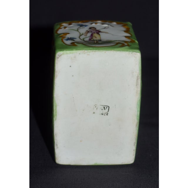 Antique T&v Limoges France Porcelain Tea Caddy Apple Green Rococo Gilt Box For Sale - Image 14 of 14