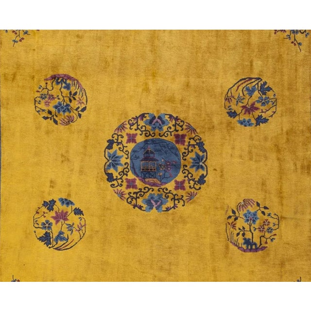 1910s Early 20th Century Antique Chinese Rug - 8′11″ × 11′5″ For Sale - Image 5 of 7