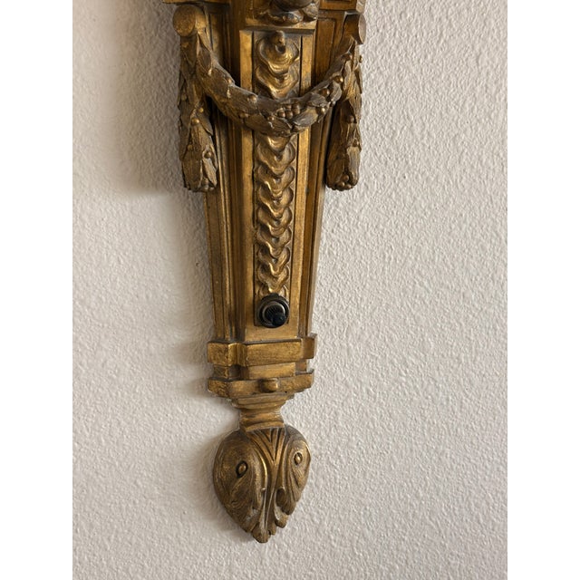 Antique French Louis XVI Style Twin-Light Wall Sconces - Gilt Bronze Ormolu Neoclassical Double Arm Wall Lights, Late 19th Century - Pair For Sale - Image 15 of 18