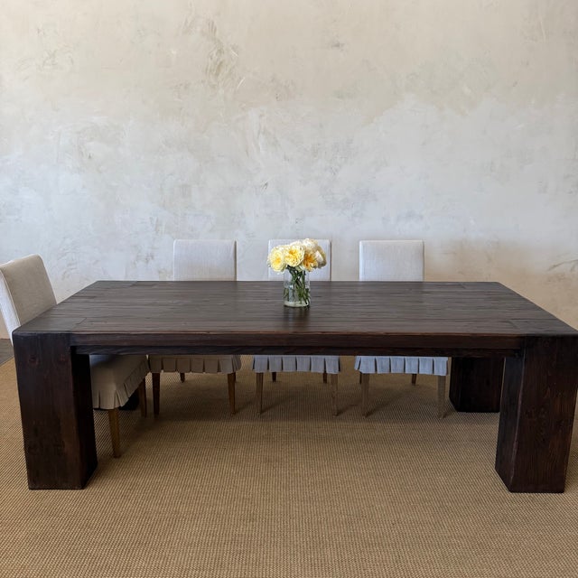 Beam Style Reclaimed 96” Pine Dining Table in Dark Walnut Finish For Sale - Image 11 of 11